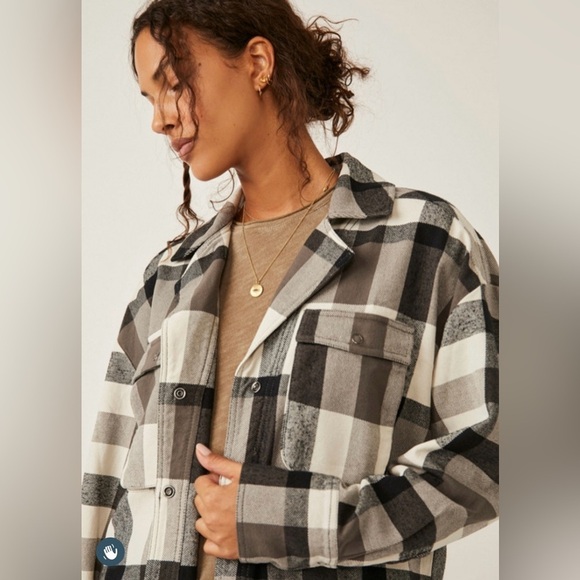 NWOT Free People S We the Free Izzie Cargo Shirt Snap Button Down New Flannel - Picture 4 of 6